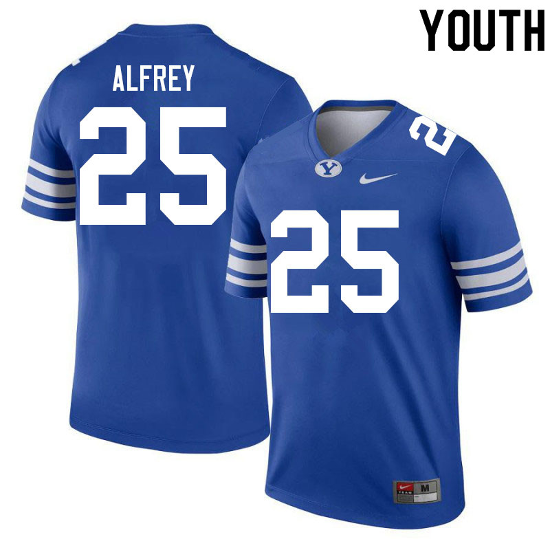 Youth #25 Talan Alfrey BYU Cougars College Football Jerseys Sale-Royal